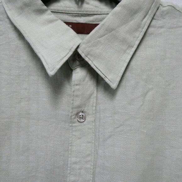 Perry Ellis men's size XL green button-up short sleeve top shirt linen cotton‎ - Picture 1 of 7